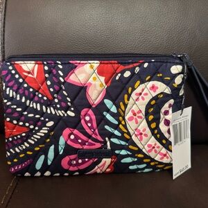Vera Bradley Blue and Pink Wristlet with Paisley Design